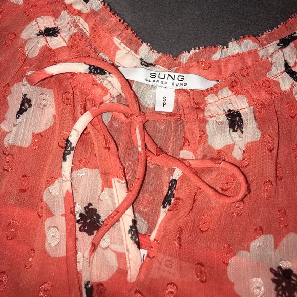 🦋2 for $15 - Orange Floral Fancy Tank Top - Picture 2 of 4